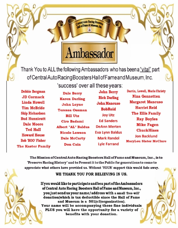 Ambassadorships for the C.A.R.B. Hall of Fame